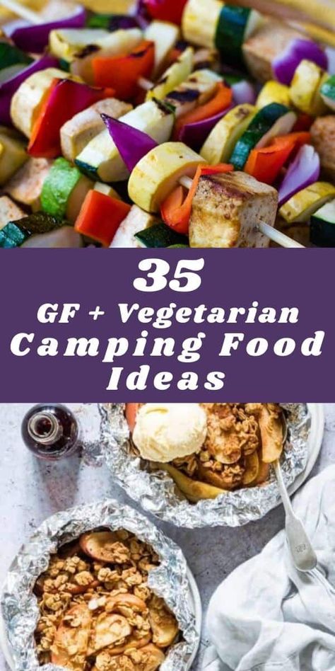 This fun collection of Vegetarian Camping Recipes is divided into Breakfast, Lunch, Dinner, Sides, Snacks and Dessert food categories. You can find camping meals perfect for every style of camping--whether backpacking, RV, tent, glam camping or your simply hitting the trail. All recipes are gluten-free to boot! #campingfood #campingrecipes Vegetarian Recipes For Camping, Gluten Free Vegan Camping Food, Vegan Gluten Free Camping Meals, Vegetarian Camping Food, Gluten Free Camping, Camper Food, Vegetarian Camping Recipes, Rv Recipes, Vegan Kebab