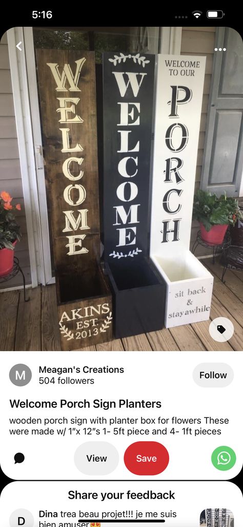 Welcome Planter, Wooden Porch, Porch Welcome Sign, Porch Sign, Planter Box, Porch Signs, Planter Boxes, Welcome Sign, Wood Crafts