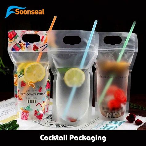 liquid pouch Lemonade Business, Tea Store Design, Drink Pouches, Drink Bag, Food Cart Design, Reading Food Labels, Drinks Packaging Design, Juice Packaging, Atami