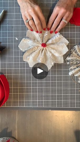 8K reactions · 4.9K shares | Poinsettia flower tutorial | Here is the Pointsettia flower tutorial I promised. So easy and festive, I hope you try some ❤ | By Hearts & Halos Designs by Sherry | Facebook Diy Poinsettia Flower, Poinsettia Ideas, Poinsettia Bow, Poinsettia Wreath Tutorial, Ribbon Wreath Diy, Poinsettia Wreath, Poinsettia Flower, Christmas Poinsettia, Wreath Tutorial