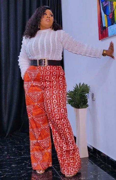 Ankara Pants For Ladies, Ankara Trouser And Top, Trouser And Top, Materials Gown Style, Two Pieces Outfits, Ankara Trousers, Trousers Pattern, 2piece Outfits, Best African Dresses