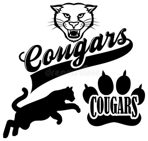 Cougar Team Mascot. Collection of mascot graphics for school or sport team , #Aff, #Mascot, #Collection, #Cougar, #Team, #mascot #ad Printable Silhouettes, Western Decals, Panthers Cheer, Senior Pants, Team Illustration, School Spirit Shirts Designs, Panther Pride, Cricut Business, Paw Logo