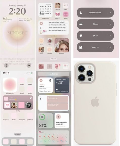 Organized Phone Screen Aesthetic, Girly Phone Theme, Aesthetic Apps For Iphone, Iphone Wallpaper And Widget Ideas, Pink Aesthetic Phone Layout, Girly Iphone Layout, Cute Widgets Ideas, Aesthetic Phone Widget Ideas, Phone Asethic Ideas