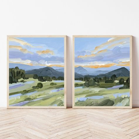 KatieGarrisonArt - Etsy Canada Diptych Wall Art, Mountain Landscape Art, Lake Toxaway, Diptych Art, Colorful Scenery, Steamboat Springs Colorado, Autumn Art Print, Colorado Ski, Colorado Art