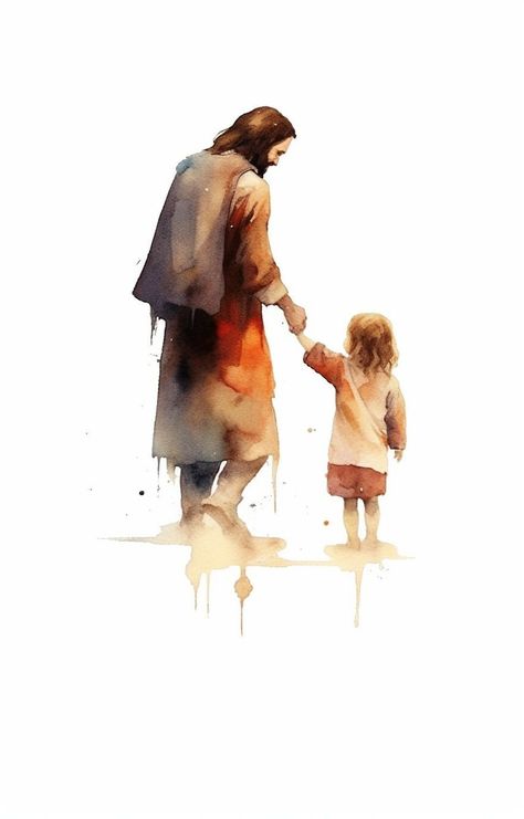 "Jesus Walking With Child  5\" × 7\" Print" Walk With The Lord, Jesus Walking, Walking With God, Jesus And The Children, Walk With God, Jesus Love, Jesus And Child, Walk With Jesus, Walking With Jesus