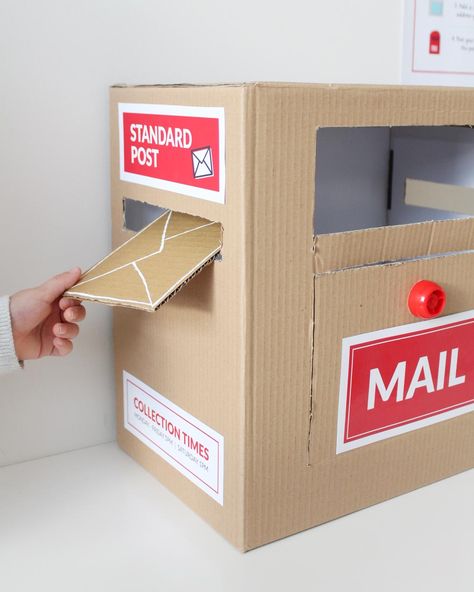 diy cardboard mail box for post office dramatic play Post Office Play, Post Office Dramatic Play, Office Dramatic Play, Play Printables, Dramatic Play Printables, Dramatic Play Preschool, Dramatic Play Centers, Play Centre, Dramatic Play