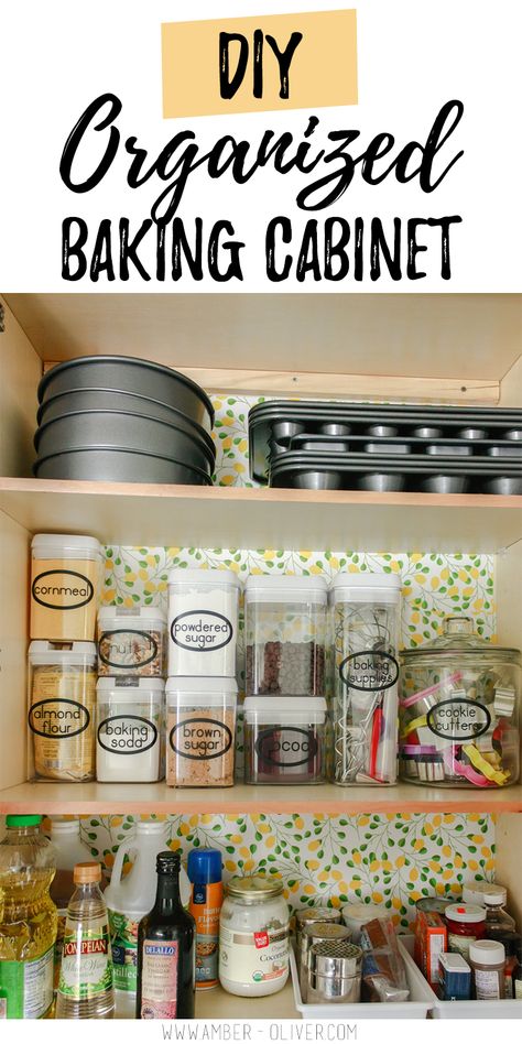 Baking Cabinet, Baking Supplies Organization, Baking Organization, Organizing Supplies, Baking Station, Oven Cabinet, Kitchen Labels, Organized Kitchen, Cork Tiles