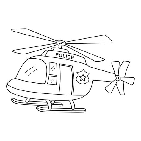 Police Helicopter Drawing, Colouring Outline, Helicopter Coloring Page, Police Coloring Pages, Helicopter Drawing, Police Drawing, Police Helicopter, Illustration Outline, Children Sketch