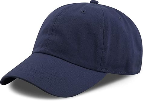 The Hat Depot Unisex Blank Washed Low Profile Cotton and Denim Baseball Cap Hat (Navy) at Amazon Men’s Clothing store Designer Baseball Caps, Denim Baseball Cap, Black Baseball Cap, Womens Baseball Cap, Dad Caps, Dad Hat, Baseball Caps, Hat Sizes, Colorful Fashion