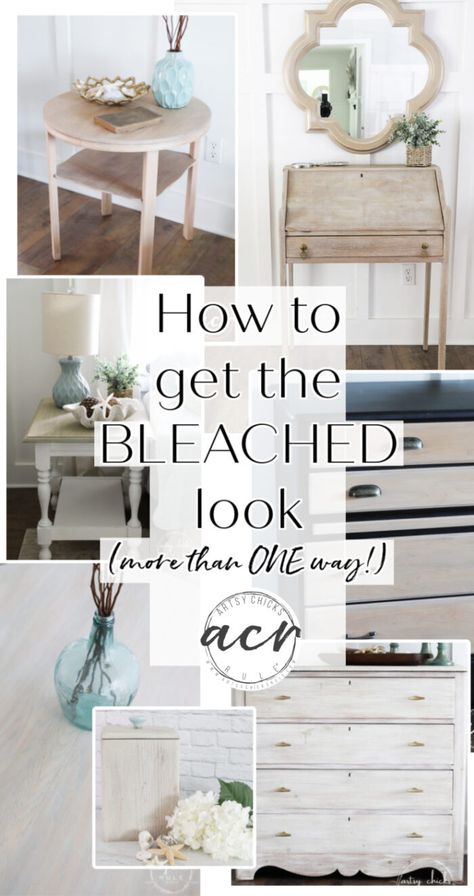 Bleached furniture ideas with lots of inspiration PLUS different ways to achieve this look! artsychicksrule.com Coastal Furniture Makeover Diy, Beachy Furniture Makeovers, Beach Painted Furniture, Whitewash Furniture Diy, How To Bleach Furniture, Coastal Painted Furniture, Coastal Furniture Makeover, Whitewashing Furniture, Bleach Furniture