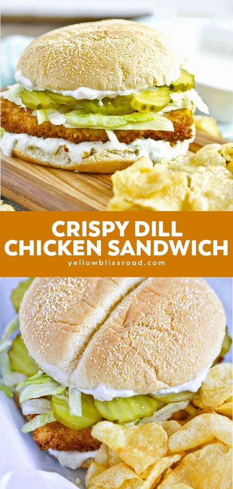 Dill Chicken Sandwich, Subs Recipes, Dill Pickle Ranch, Pickle Ranch, Deli Ideas, Fried Chicken Seasoning, Crispy Chicken Sandwich, Chicken Biscuits, Dill Chicken