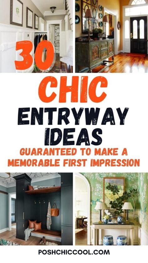 30 Chic Entryway Ideas Guaranteed to make A Memorable First Impression Chic Entryway Ideas, Entryway Wall Ideas, Entryway Rug Ideas, Door Entryway Ideas, Front Door Entryway Ideas, Foyer Decor Entryway, Small Foyer Ideas, Tile Entryway, Decor Entryway Table