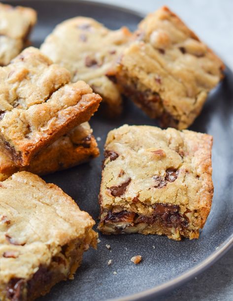 Blondie Recipe with Chocolate Chips & Pecans - Once Upon a Chef Pecan Blondies Recipe, Best Blondies Recipe, Summer Potluck Recipes, Blondie Recipe, Once Upon A Chef, Chocolate Chip Blondies, Blondies Recipe, Clam Recipes, Blondie Brownies