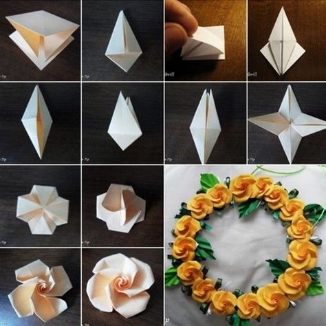 Diy Origami Home, Origami Stella, Sculpting Techniques, Origami Home Decor, Origami Flowers Tutorial, Origami Step By Step, Kraf Kertas, Tutorial Origami, Origami Decoration