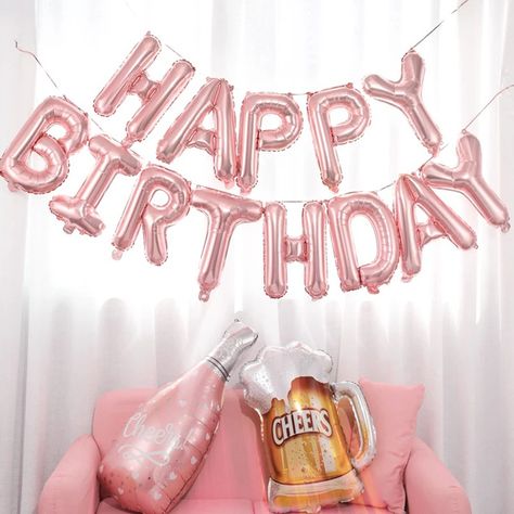 16inch Aluminum Foil Membrane Balloons Decoration Set Rose Gold Happy Birthday Letter Balloon Party Kids Supplies | Wish Happy Birthday Letter Balloons, Holiday Birthday Party, Baby Birthday Gifts, Happy Birthday Lettering, Birthday Balloon Decorations, Birthday Letters, Wedding Scene, Happy Birthday Balloons, Baby Birthday Party