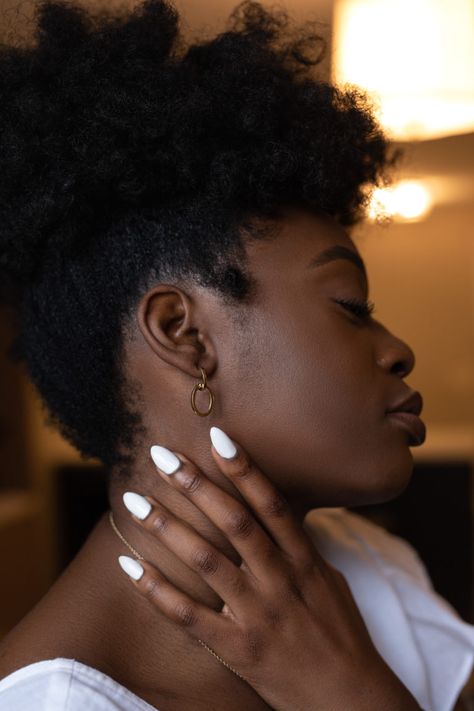 White Manicure | Yours Truly Yinka Poses To Show Off Nails, Oval Manicure, Opi Alpine Snow, All Things Black, Nail Goals, Long Lasting Nail Polish, Long Lasting Nails, Girls Nails, 4c Hairstyles