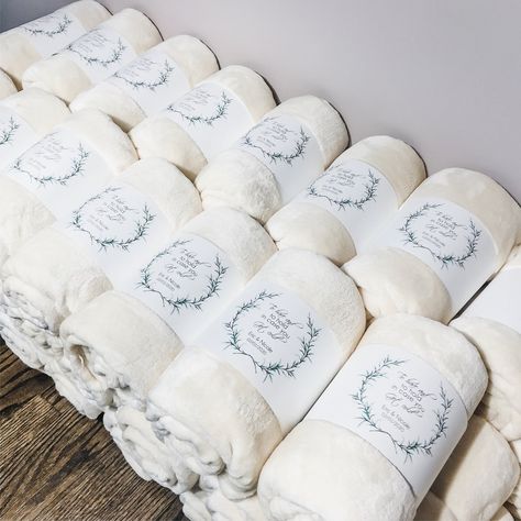 Ivory Plush Fleece Blanket Wedding Favor Wedding Gifts For Guests Fall, Wedding Blankets For Guests, Wedding Extras Touches, Blanket Wedding Favors, Useful Wedding Favors For Guests, Wedding Lakeside, Wedding Guest Favors, Wedding Throw, Blanket Wedding