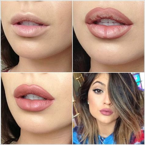 Kylie Jenner Lip Tutorial, Filler Techniques, Plump Lips Makeup, Makeup Bibir, Maquillage Yeux Cut Crease, Lipstick Photos, Makeup Contour, Kylie Jenner Lips, Lip Tutorial