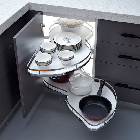 Space-saving LAZY SUSSAN swing tray at kitchen cabinet magic corner https://m.alibaba.com/product/60646472307/Space-saving-LAZY-SUSSAN-swing-tray-at.html?__sceneInfo={"cacheTime":"1800000","type":"appDetailShare"} Magic Corner Kitchen, Corner Cabinet Kitchen, Corner Cabinet Organization, Flat Basket, Magic Corner, Corner Basket, Kitchen Cabinet Organizer, Interior Design Layout, Corner Kitchen Cabinet