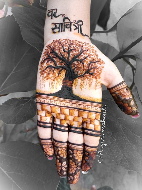 https://www.instagram.com/p/CeyVr17KWmC/?igshid=YmMyMTA2M2Y= Vad Savitri Mehndi Design, Tree Mehndi Designs, Vatsavitri Mehndi Simple, Vatsavitri Mehndi Design, Vat Savitri Puja Images Mehndi, Vatpornima Special Mehndi, Vat Savitri Vrat Mehndi Design, Vatsavitri Mehendi, Var Savitri Mehndi Design