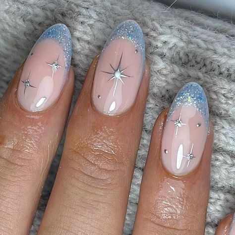 Natasha Paige on Instagram Blue And Silver Nails, Queen Nails, January Nails, Graduation Nails, November Nails, Formal Nails, Her Nails, Blue Nail, Sparkle Nails