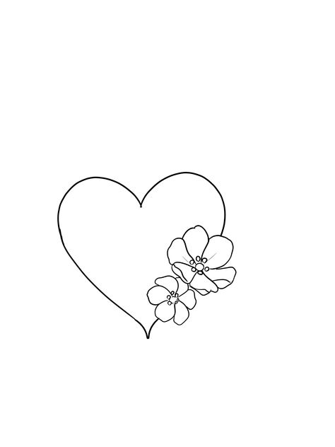 Single Line Heart Tattoo, Heart Flower Tattoo, Heart Tat, Hidden Tattoos, Small Butterfly Tattoo, Small Butterfly, Cool Pencil Drawings, Heart Flower, Tiny Heart