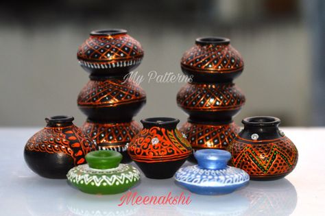 #1 inch miniature teracotta pot collection.. Teracotta Pots, Miniature Pot, Pot Painting, 1 Inch, Candle Holders, Miniatures, Vase, Candles, Quick Saves