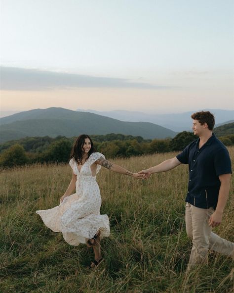 a few more favorites from this beautiful engagement session!! Engagement Photos Wheat Field, Tall Grass Photoshoot Couple, Flowy Dress Engagement Pictures, Nature Engagement Photos Outfits, Engagement Photos Movement, Engagement Photos Long Dress, Plus Size Engagement Photos Poses Curvy Bride, Engagement Field Photos, Sitting Engagement Photos