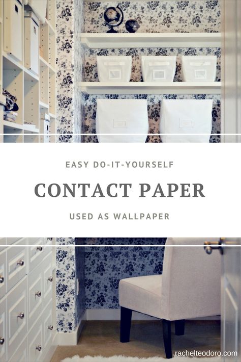 Contact Paper as wallpaper Diy Corner Bench, Contact Paper Wall, Sewing Closet, Closet Planning, Sewing Spaces, As Wallpaper, Diy Wallpaper, Up House, Paper Wallpaper