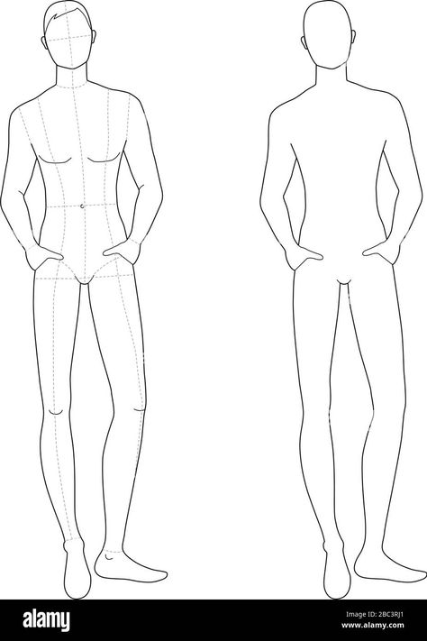 Mens Illustration Poses, Male Fashion Figure Sketch, Mens Figure Illustration, Men Fashion Drawing Illustration, Men Model Drawing, Croquis Fashion Illustration Front And Back, Fashion Illustration Template Male, Men’s Fashion Croqui, Male Body Reference Drawing Front View