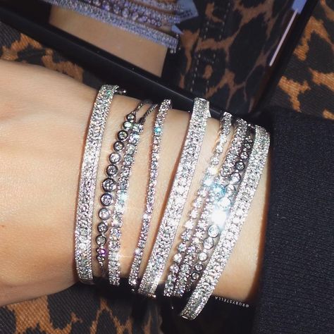 RUBY STELLA JEWELRY on Instagram: “We talkin about a WRIST STACK 💎 #rubystella #diamondbracelet #diamondbangle #tennisbracelet #diamondjewelry #wristcandy #bracelets” Adjustable Crystal Bangle Tennis Bracelet, Luxury Bracelet Stack Diamond, Luxury Bracelet Stack Silver, Luxury Arm Candy, Arm Candy Bracelets Cartier, Wrist Stacks, Wrist Candy, Diamond Bangle, Trendy Jewelry