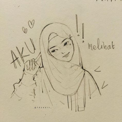 Muslimah Drawing, Hijab Sketch, Aesthetic Draw, Pencil Drawings For Beginners, Cute Easy Doodles, Pencil Sketch Images, Indie Drawings, Easy Doodle, Anime Drawing Books