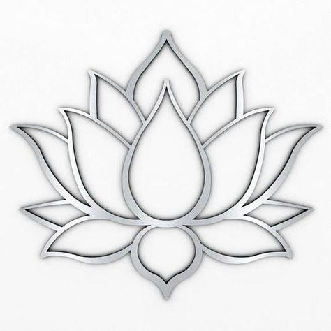 XL Lotus Flower Metal Wall Art with Brushed Metal Finish (measures 48 x 41) Mark - 3D Sculpture - Print the 3D sulpture yourself #3dsculpture #3dfile - XL Lotus Flower Metal Wall Art with Brushed Metal Finish (measures 48 x 41) Marked by crisp modern lines that only a laser can create this sacred design is precision cut from high grade stainless steel thats both durable and lightweight. Making it an excellent choice for both indoor ... daha fazla Metal Sculpture Wall Art, Metal Sculpture Artists, Easy Draw, Metal Wall Art Living Room, Silver Wall Art, Metal Sculptures Garden, Lotus Flower Art, Outdoor Metal Wall Art, Yoga Wall Art