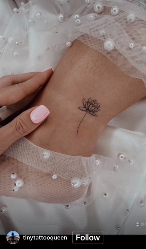 Small Lotus Tattoo, Water Lily Tattoos, Handwriting Tattoos, Tag Your Best Friend, Small Back Tattoos, Lily Flower Tattoos, Spine Tattoos For Women, Birth Flower Tattoos, Hand Tattoos For Women