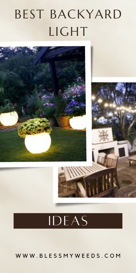 Let there be light says Blessmyweeds.com with these best backyard light ideas. Read the article to learn how easy it is to make your backyard look amazing. How To Light Up Backyard For Party, Yard Lighting Ideas, Backyard Lights, Yard Lighting, Backyard Lighting Ideas, Rock Planters, Old Lanterns, Backyard Garden Landscape, Colour Full