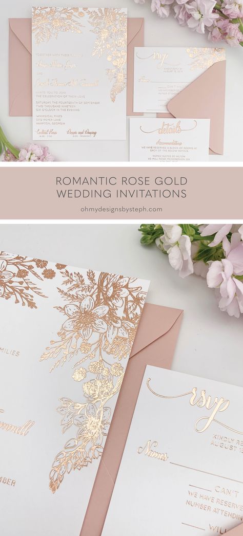 Wedding Invitations Rose Gold, Wedding Invitations Unique, Rose Gold Wedding Invitations, Rose Gold Invitations, Feminine Wedding, Wedding Invitation Samples, Wedding Luxury, Wedding Invitations Romantic, Pink Wedding Invitations