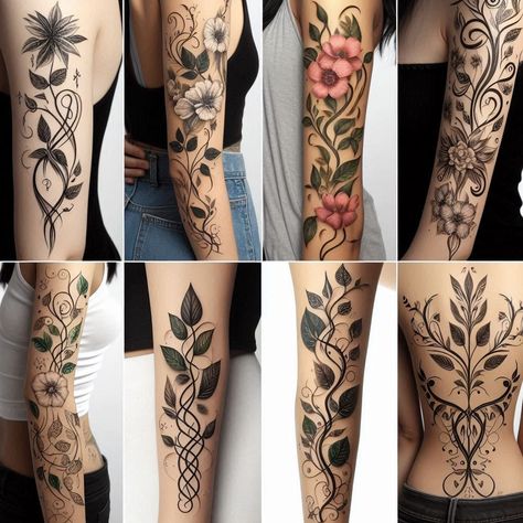 15 Vine Tattoo Ideas to Represent Growth and Abundance 32 Vine Tattoo Ideas, Dainty Flower Tattoos, Hibiscus Flower Tattoos, Tiny Flower Tattoos, Poppy Flower Tattoo, Hip Tattoo Designs, Vine Tattoo, Orchid Tattoo, Vine Tattoos