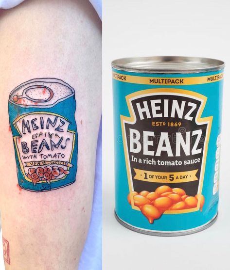 Can Of Beans Tattoo, Beans Tattoo, Ignorant Art, Tattoo Stockholm, Heinz Beans, Ignorant Style Tattoo, Can Of Beans, Style Tattoo, Ben And Jerrys Ice Cream