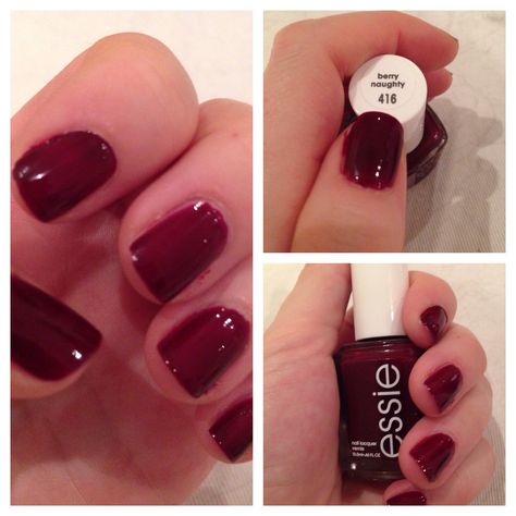 Best red: Essie berry naughty Red Nail Polish Colors, Dark Red Nail Polish, Dark Red Nails, Handbag Essentials, Red Nail Polish, Red Nail Designs, Nail Idea, Red Nail, Aesthetic Inspiration