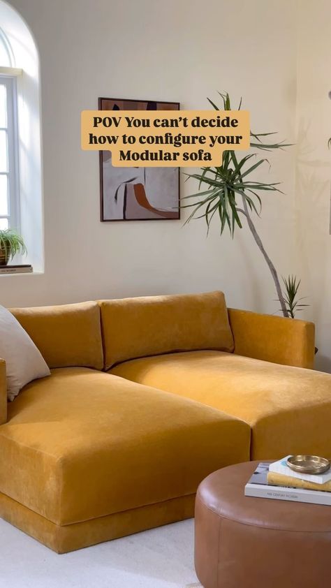 Joybird | With modular furniture, you never have to settle on a single configuration! 🛋: Maurice Modular Collection in Harper Amber Gold | Instagram Modular Furniture, Modular Sofa, You Never, Amber, Sofa, Furniture, Gold, Instagram