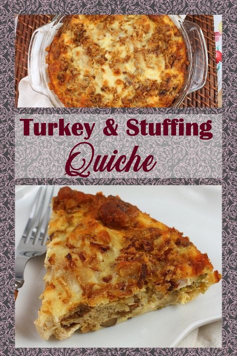 Turkey And Stuffing Quiche, Turkey Stuffing Quiche, Thanksgiving Quiche Recipes, Thanksgiving Leftovers Breakfast, Leftover Turkey Breakfast Recipes, Thanksgiving Quiche, Turkey Quiche Recipes, Turkey For Breakfast, Turkey Pancakes