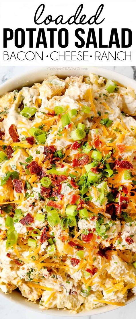 Best Loaded Potato Salad, Bacon Ranch Potato Salad, Potato Salad With Bacon, Loaded Potato Salad, Potato Salad Recipes, Salad Meals, Potatoes Salad, Ranch Potato Salad, Loaded Baked Potato Salad