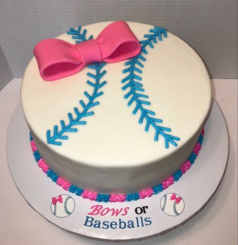 Baseball Gender Reveal Cake, Baseball Or Bows Gender Reveal Decor, Baseball Gender Reveal Party, Gender Reveal Cakes, Baseball Gender Reveal, Bows Gender Reveal, Gender Reveal Decor, Bow Gender Reveal, Gender Reveal Decorations