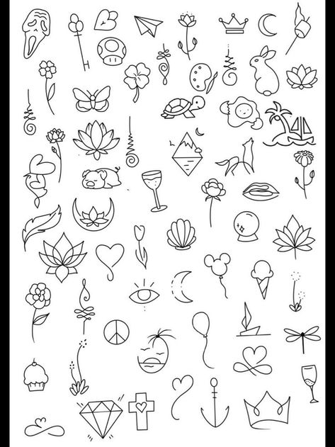 Tiny Simple Tattoos Ideas, Group Finger Tattoos, Simple At Home Tattoos, Small Simple Finger Tattoos, Small Tattoo Sketches Simple, Flash Art Tattoo Ideas Simple, Easy Beginner Tattoo Designs, Small Aesthetic Tattoos Grunge, Small Stick And Poke Tattoo Ideas Simple