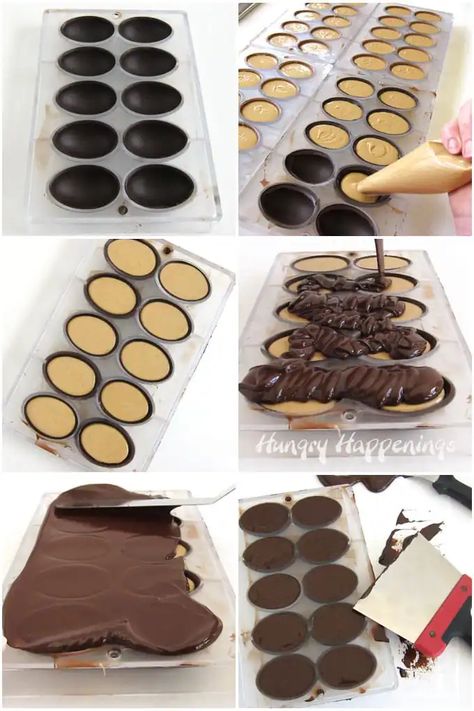 Peanut Butter Eggs Easter, Candy Molds Recipes, Easter Candy Recipes, Peanut Butter Eggs Recipe, Peanut Butter Easter Eggs, Filled Chocolates, Peanut Butter Dessert Recipes, Making Peanut Butter, Dessert Inspiration