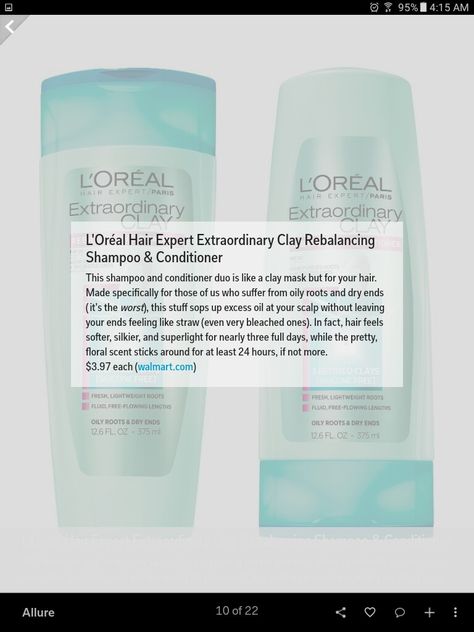 Loreal Clay Shampoo Loreal Clay Shampoo, Clay Shampoo, Oily Roots, Clay Masks, Shampoo And Conditioner, Beauty And The Beast, Conditioner, Beauty