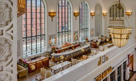 The Cooper Lounge  Union station - takes reservations - pays homage to the era of chic cocktail lounges. Skilled bartenders serve a collection of perfectly prepared libations and the extensive wine list is certain to please.Situated in the mezzanine of Denver Union Station, the lounge offers inspiring views -- vibrant downtown Denver seen through soaring 28 foot high cast-iron windows on one side, and the panorama of the Great Hall on the other side. Travel Denver, Denver Union Station, Denver Downtown, Union Station Denver, Lounge Cafe, Restaurant Inspiration, The Great Hall, Iron Windows, Great Hall