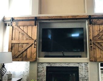 Barn Door Shutters, Bar Tv, Outdoor Tv Covers, Barn Door Cabinet, Barn Door Installation, Sliding Shutters, Tv Covers, Hidden Tv, Barn Door Kit