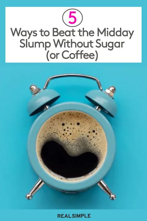 5 Ways to Beat the Midday Slump Without Sugar (or Coffee) | Click here to learn the simple ways you can get more energized and fight off fatigue in the middle of the day with these easy suggestions that proven to work. Plus, our favorite healthy snack ideas you can use as a tasty treat throughout the day. #selfcaretips #healthyhabits #mindandmood #realsimple #healthhack #emotionalhealth Midday Slump, Maple Almond Butter, Protein Rich Snacks, Fat Sources, Afternoon Slump, Healthy Snack Ideas, Coffee Reading, Energy Boosters, Boost Your Energy