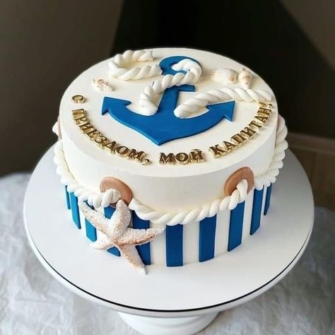 Nautical Cakes Ideas, Marine Cake Ideas, Ship Cake Ideas, 80th Birthday Cake For Men, 18th Birthday Cake For Girls, Nautical Birthday Cakes, Sailor Cake, Anchor Cakes, Marine Cake